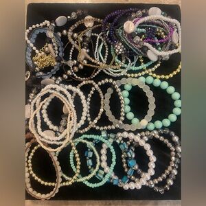 LOT of 45 Multi-Color Beaded Bracelets. All different colors and styles!